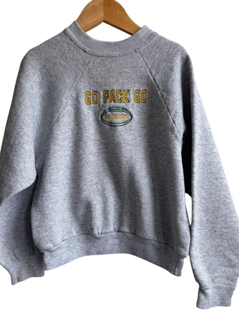 Vintage Hand Embroidered Green Bay Packers Crewneck Kids Size Medium 7/8
